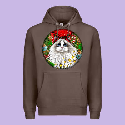Christmas Ragdoll  Cat Premium Hoodie Designed By Lillyallendesigns