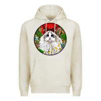 Oatmeal Heather christmas ragdoll  cat Premium Hoodie - LillyAllenDesigns