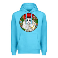 Ocean Blue christmas ragdoll  cat Premium Hoodie - LillyAllenDesigns