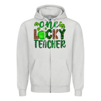 Dove Grey one lucky teacher Zipper Hoodie - Artiststas