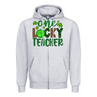 Heather Grey one lucky teacher Zipper Hoodie - Artiststas