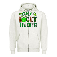 Oatmeal Heather one lucky teacher Zipper Hoodie - Artiststas
