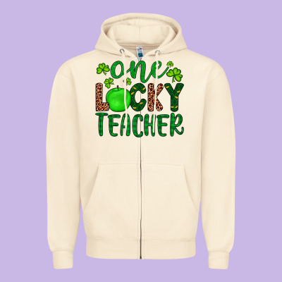 One Lucky Teacher Zipper Hoodie Designed By Artiststas