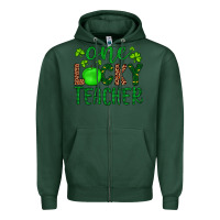 Sports Green one lucky teacher Zipper Hoodie - Artiststas