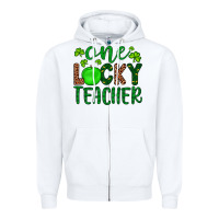 White one lucky teacher Zipper Hoodie - Artiststas