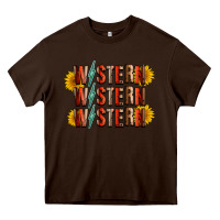 Chocolate Brown western sunflower Heavy Core Tee - RacoonDesign
