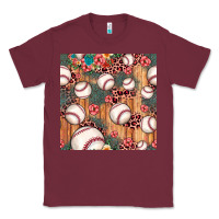 Burgundy baseball leopard seamless pattern Classic Tee - JahusDesignShop