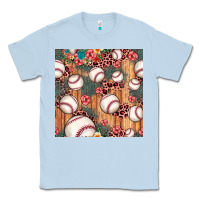 Dusty Blue baseball leopard seamless pattern Classic Tee - JahusDesignShop