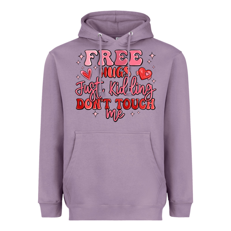Free Hugs Just Kidding Don't Touch Me Heavyweight Hoodie by MaliasSmallBusiness | Teevron