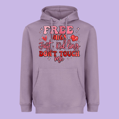 Free Hugs Just Kidding Don't Touch Me Heavyweight Hoodie Designed By Maliassmallbusiness