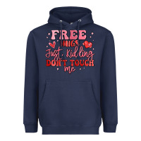 Navy free hugs just kidding don't touch me Heavyweight Hoodie - MaliasSmallBusiness