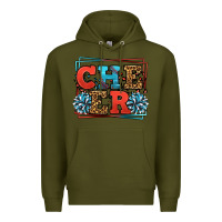 Army Green Cheer Baseball stitchs Premium Hoodie - LillyAllenDesigns