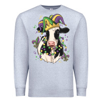 Heather Grey mardi gras cow Premium Sweatshirt - MaliasSmallBusiness