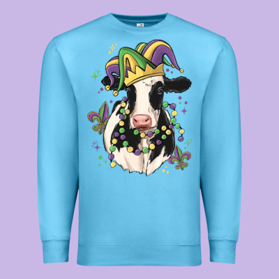 Mardi Gras Cow Premium Sweatshirt Designed By Maliassmallbusiness