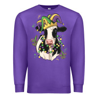 Purple mardi gras cow Premium Sweatshirt - MaliasSmallBusiness
