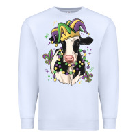White mardi gras cow Premium Sweatshirt - MaliasSmallBusiness