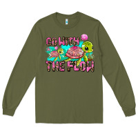 Army Green go with the flow Long Sleeve Tee - AdoDesignShop