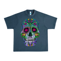 Midnight Navy sugar skull Urban Heavy Tee - FaDigitalArtStudio