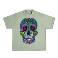 Oil Green sugar skull Urban Heavy Tee - FaDigitalArtStudio