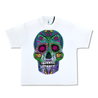 White sugar skull Urban Heavy Tee - FaDigitalArtStudio