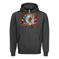Charcoal Heather mexico flag christmas Zipper Hoodie - AdoDesignShop