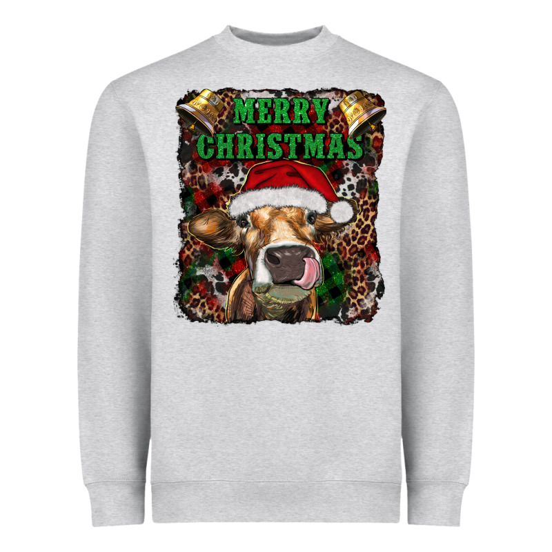 Merry Christmas Heifer With Cowbells Heavyweight Sweatshirt by RanaPortraitStore | Teevron
