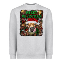 Heather Grey merry christmas heifer with cowbells Heavyweight Sweatshirt - RanaPortraitStore