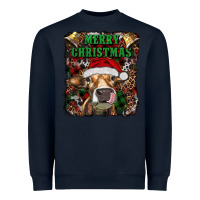 Navy merry christmas heifer with cowbells Heavyweight Sweatshirt - RanaPortraitStore