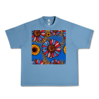 Pebble Blue usa sunflowers seamless pattern Urban Heavy Tee - HRA Design Shop