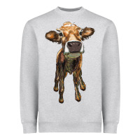 Heather Grey heifer cow Heavyweight Sweatshirt - RanaPortraitStore