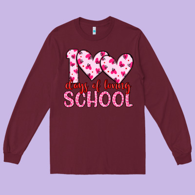 100 Days Of Loving School Long Sleeve Tee Designed By Artiststas