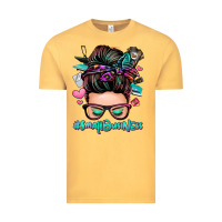 Vintage Mustard small business messy bun Vintage Tee - Zillion Design Studio