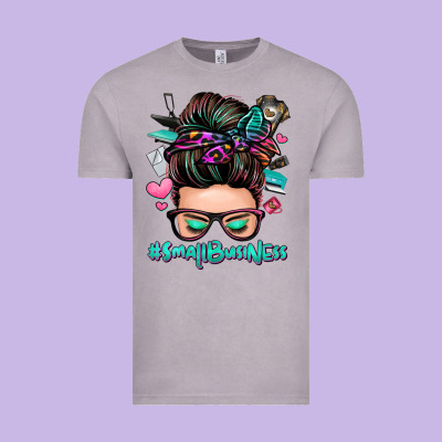 Small Business Messy Bun Vintage Tee Designed By Zillion Design Studio