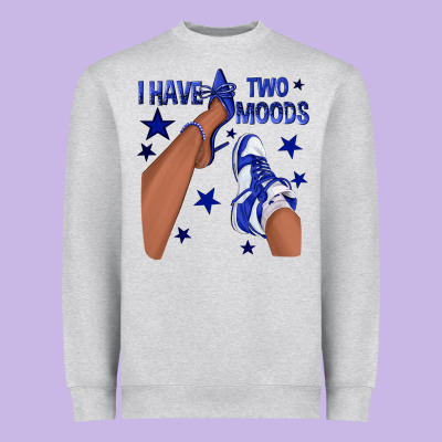 I Have Two Moods Royal Blue Sneakers Afro Girl Heavyweight Sweatshirt Designed By Texasbilliewilder