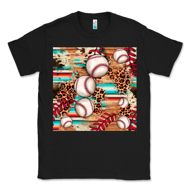 Baseball Leopard Cowhide Turquoise Seamless Pattern Classic Tee by JahusDesignShop | Teevron