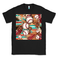 Black baseball leopard cowhide turquoise seamless pattern Classic Tee - JahusDesignShop
