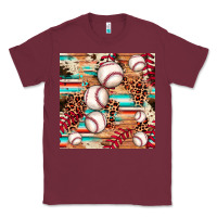 Burgundy baseball leopard cowhide turquoise seamless pattern Classic Tee - JahusDesignShop