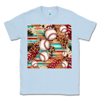 Dusty Blue baseball leopard cowhide turquoise seamless pattern Classic Tee - JahusDesignShop