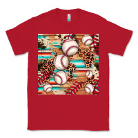 Red baseball leopard cowhide turquoise seamless pattern Classic Tee - JahusDesignShop