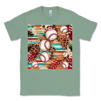 Sage baseball leopard cowhide turquoise seamless pattern Classic Tee - JahusDesignShop