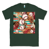 Sports Green baseball leopard cowhide turquoise seamless pattern Classic Tee - JahusDesignShop