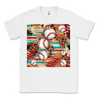 White baseball leopard cowhide turquoise seamless pattern Classic Tee - JahusDesignShop