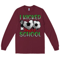 Burgundy i kicked 100 days of school Long Sleeve Tee - Artiststas