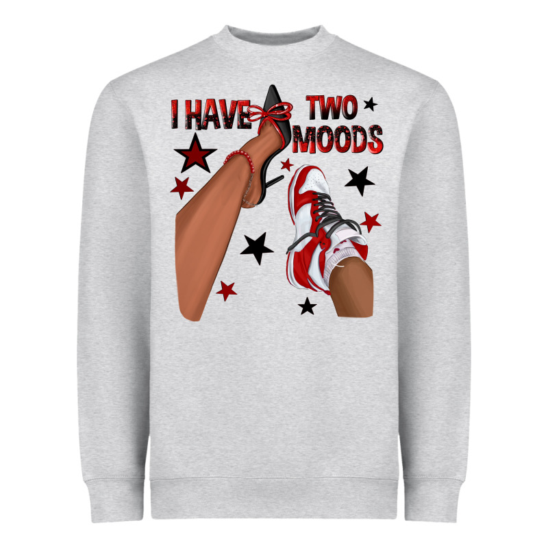 I Have Two Moods Black And Red Sneakers Afro Girl Heavyweight Sweatshirt by texasbilliewilder | Teevron
