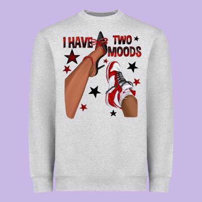 I Have Two Moods Black And Red Sneakers Afro Girl Heavyweight Sweatshirt Designed By Texasbilliewilder