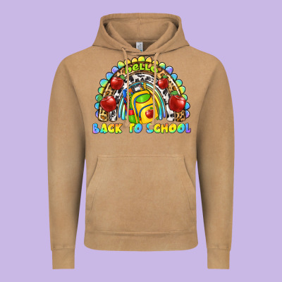 Hello Back To School Rainbow Vintage Hoodie Designed By Texasbilliewilder