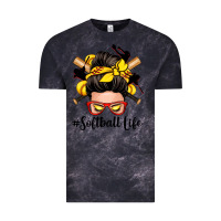 Cloud Black softball life messy bun Vintage Tee - Zillion Design Studio
