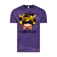 Cloud Purple softball life messy bun Vintage Tee - Zillion Design Studio