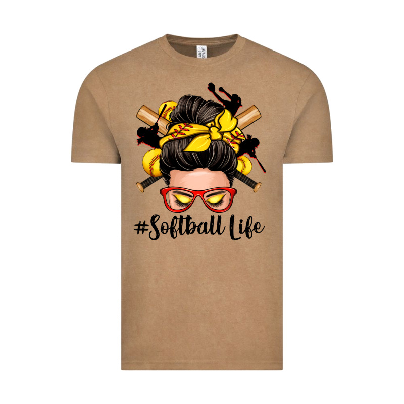 Softball Life Messy Bun Vintage Tee by Zillion Design Studio | Teevron