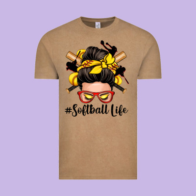 Softball Life Messy Bun Vintage Tee Designed By Zillion Design Studio